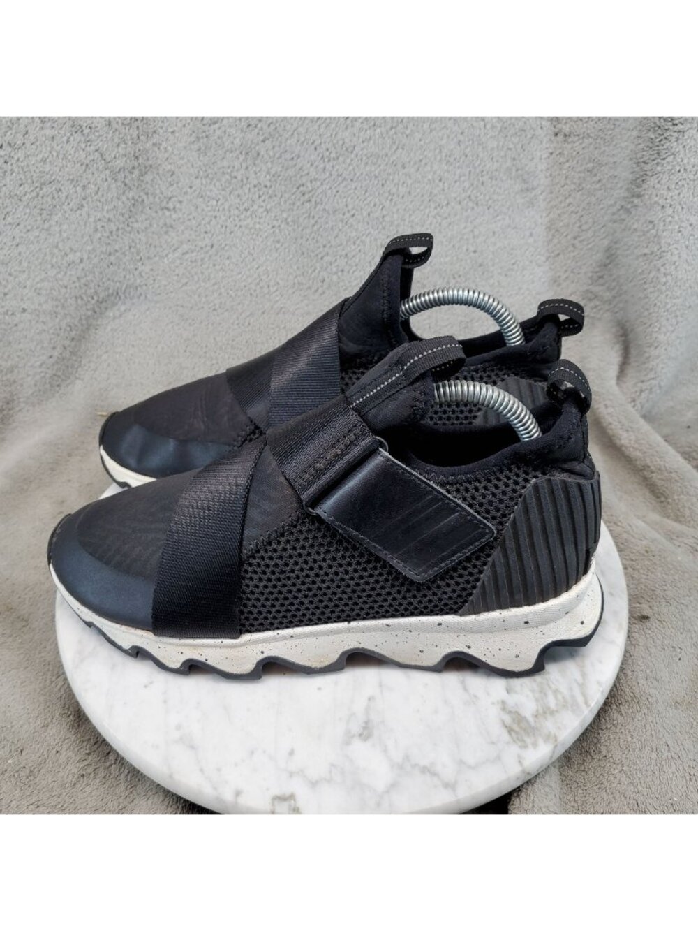 Sorel Shoes Womens Size 8 Kinetic Sneak Black Textile Synthetic Sneakers *Read*